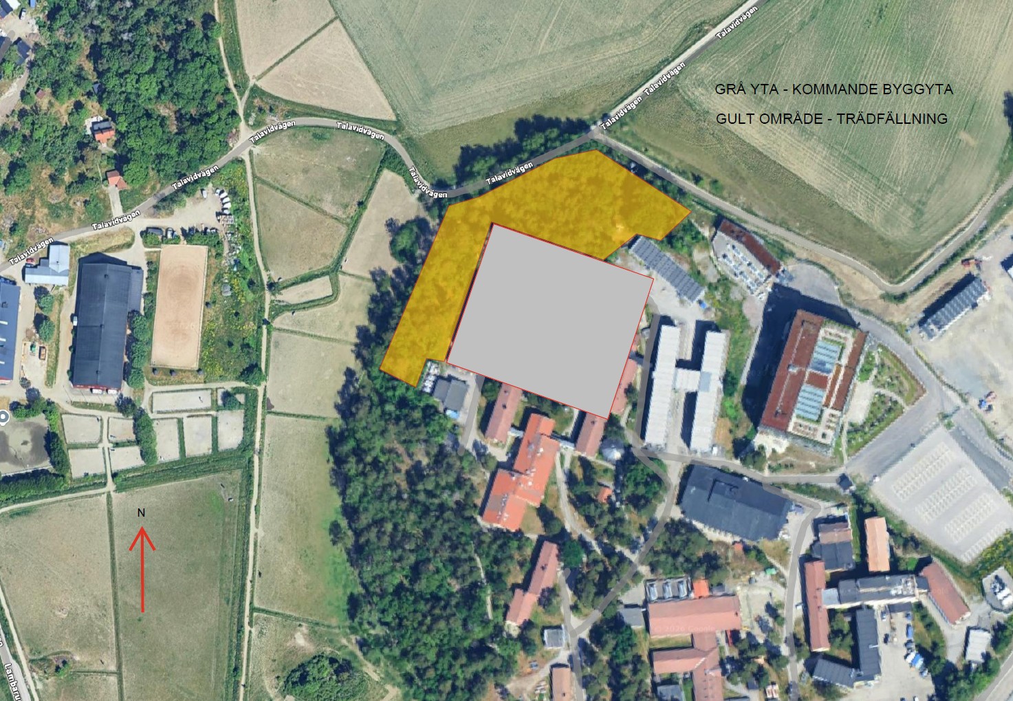 Kartbild som visar område för trädfällning