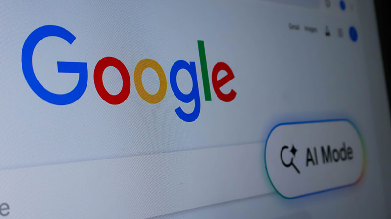 Datorskärm med Google-sök öppet